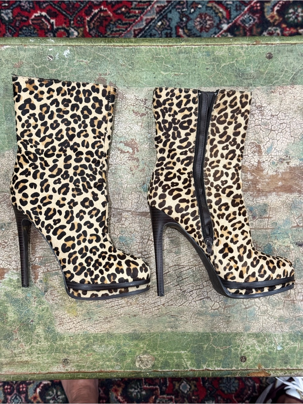 Leopard Print Platform Ankle Boots - Women's Fashion Heels by Kelsie Dagger